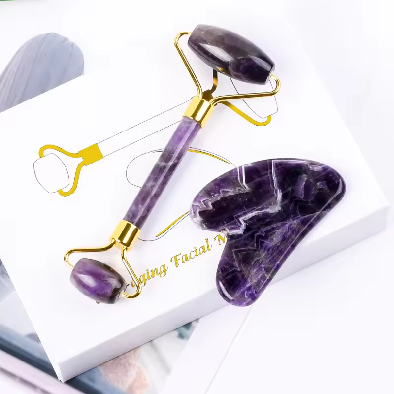 Roller & Gua Sha Аметист чулуун нүүрний массаж